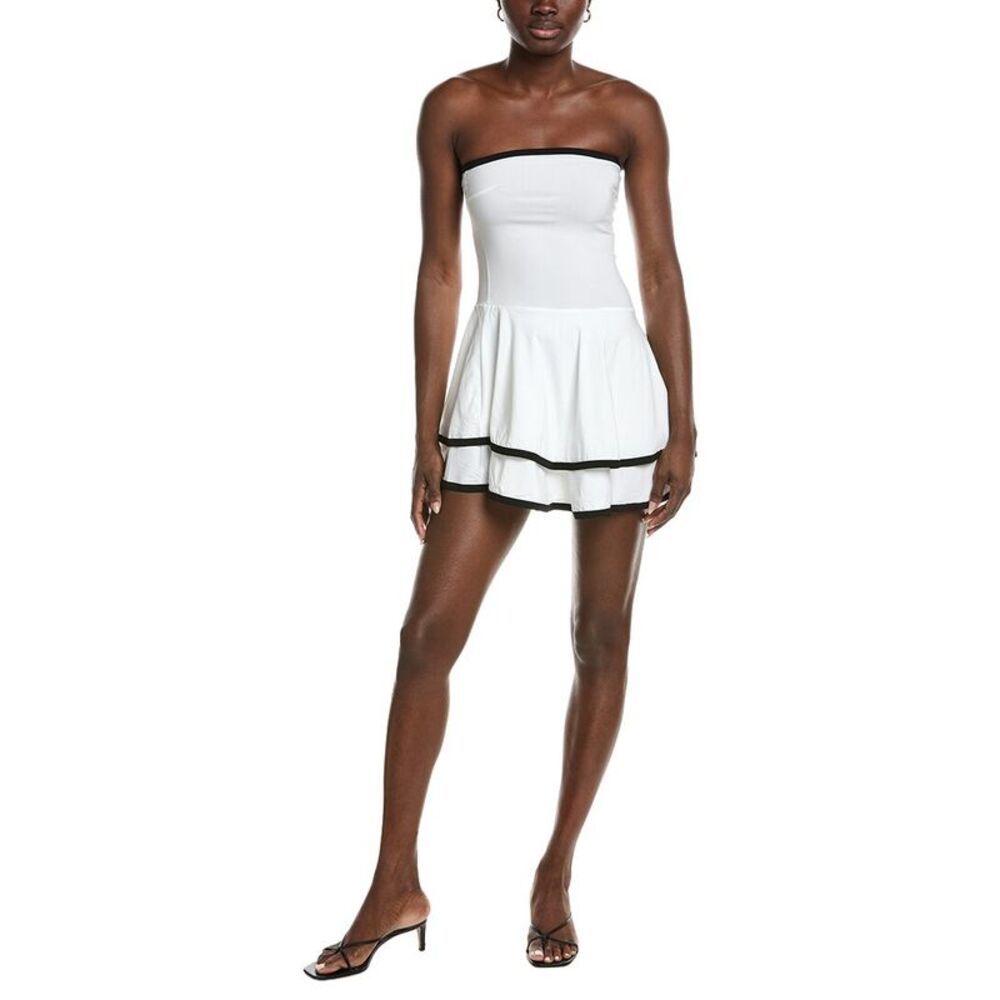 Marion Womens  Bandeau Fitted Tiered Ruffle Dress, White